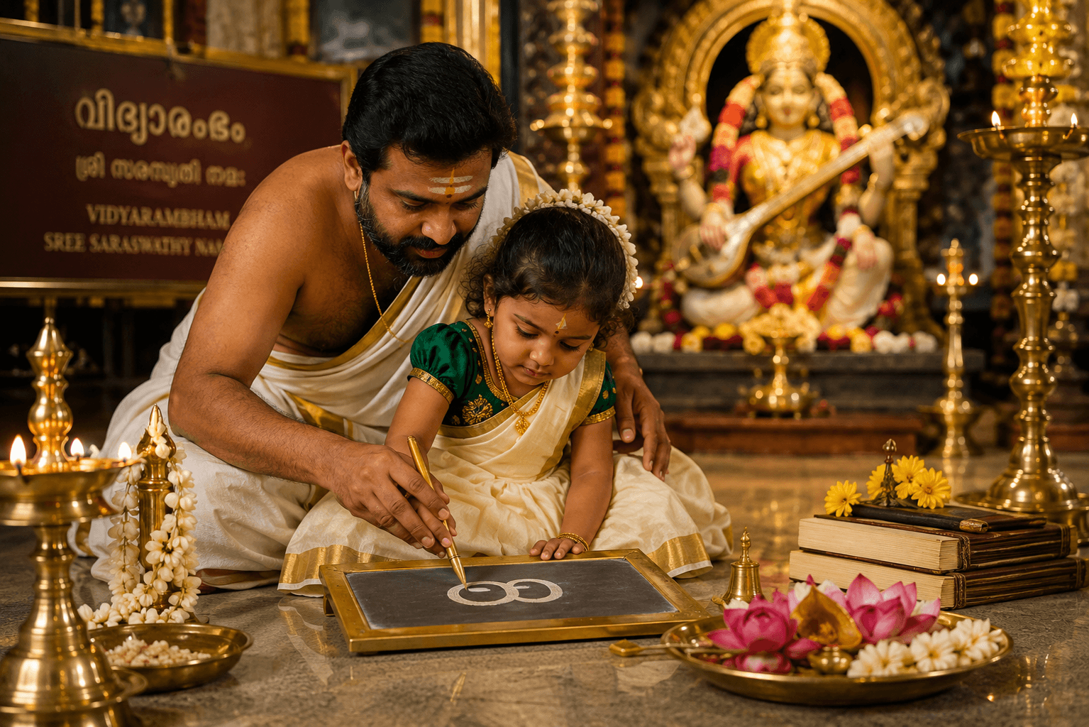 Vidyarambham at Sree Saraswathi Temple